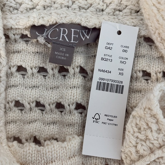 New J. Crew Crochet Ruffle Sweater Tank Top Ivory Size XS Fitted - Picture 4 of 10